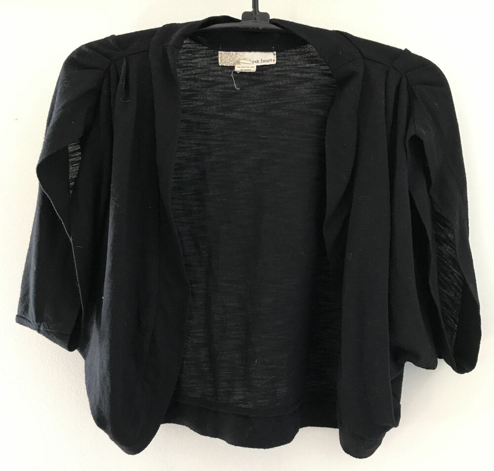 Derek Heart Black Open Sleeve Cropped Light Jacket Sweater Bolero M